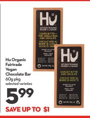 Longo's Hu organic fairtrade vegan chocolate bar offer