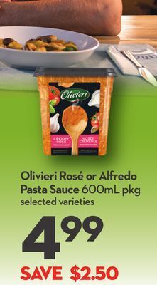 Longo's Olivieri rosé or alfredo pasta sauce offer