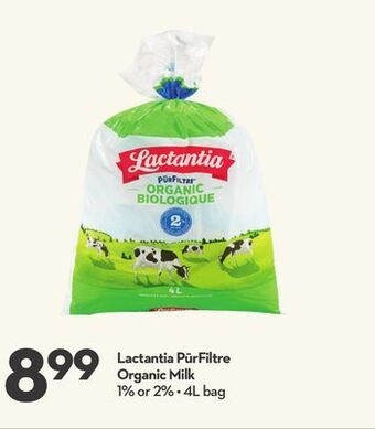 Longo's Lactantia pūrfiltre organic milk offer