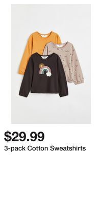 H&M 3-pack cotton sweatshirts offer