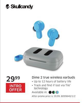 The Source Skullcandy dime 2 true wireless earbuds offer