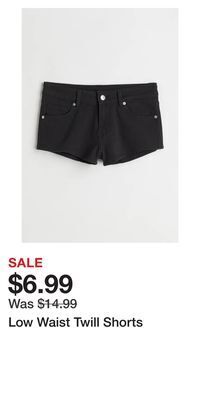 H&M Low waist twill shorts offer