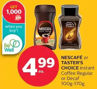Rexall Nescafé or taster's choice instant coffee regular or decaf offer
