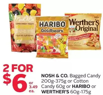 Rexall Nosh & co. bagged candy or cotton candy or haribo or werther's offer