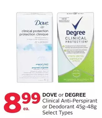 Rexall Dove or degree clinical anti-perspirant or deodorant offer