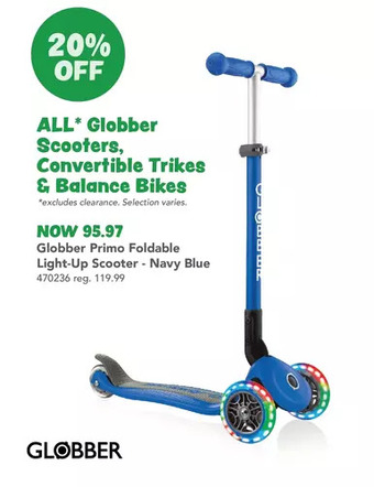 Toys R us Primo foldable light-up scooter - navy blue offer