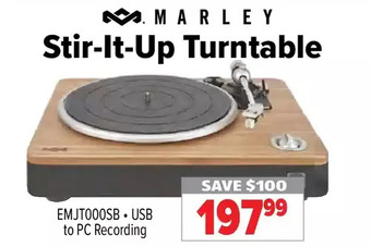 2001 Audio Video Marley stir-it-up turntable offer