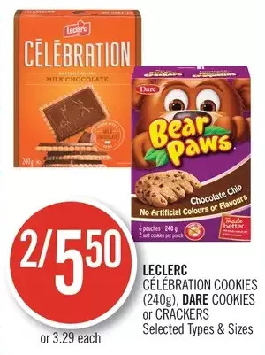 Shoppers Drug Mart Leclerc celebration cookies, dare cookies or crackers offer