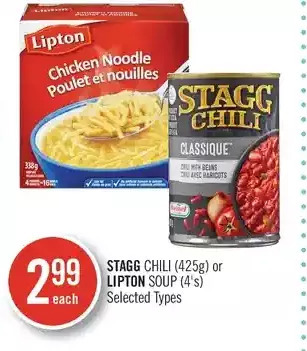 Shoppers Drug Mart Stagg chili or lipton soup offer
