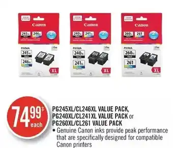 Shoppers Drug Mart Pg2245xl/cl246xl value pack, pg240xl/cl241xl value pack or pg260xl/cl261 value pack offer