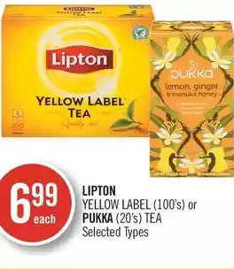 Shoppers Drug Mart Lipton yellow label or pukka tea offer