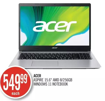 Shoppers Drug Mart Acer aspire 15.6" amd 8/256gb windows 11 notebook offer