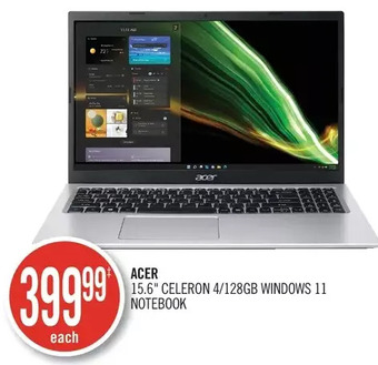 Shoppers Drug Mart Acer 15.6" celeron 4/128gb windows 11 notebook offer
