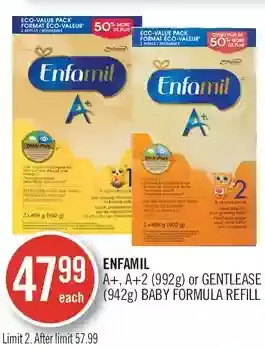 Shoppers Drug Mart Enfamil a+, a+2 or gentlease baby formula refill offer