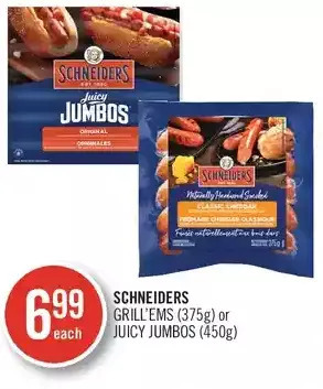 Shoppers Drug Mart Schneiders grill'ems or juicy jumbos offer