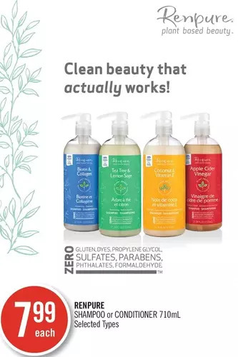 Shoppers Drug Mart Renpure shampoo or conditioner offer