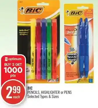 Shoppers Drug Mart Bic pencils, highlighter or pens offer