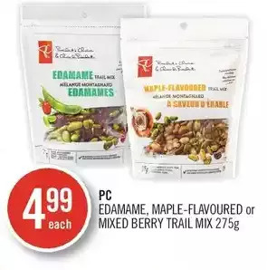 Shoppers Drug Mart Pc edamame, maple-flavoured or mixed berry trail mix offer