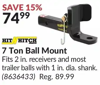Princess Auto Hit n hitch 7 ton ball mount offer