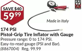 Princess Auto 174 psi pistol-grip tire inflator with gauge offer