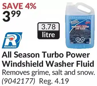 Princess Auto All season turbo power windshield washer fluid offer
