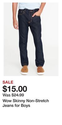 Old Navy Wow skinny non-stretch jeans for boys offer