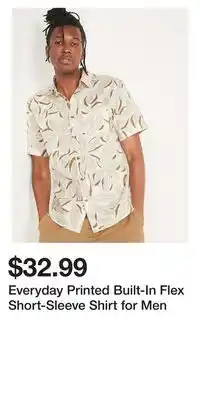 Old Navy Everyday printed built-in flex short-sleeve shirt for men offer