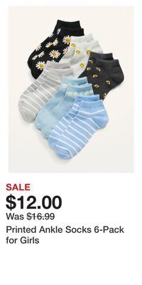 Printed ankle socks 6-pack for girls