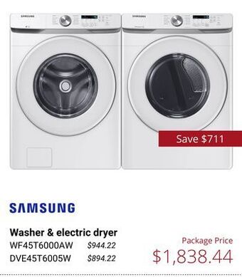 Canadian Appliance Source Samsung washer & electric dryer offer
