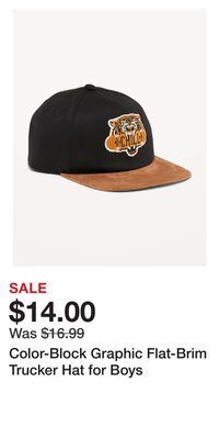Old Navy Color-block graphic flat-brim trucker hat for boys offer