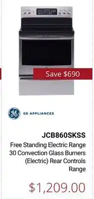 Canadian Appliance Source Ge appliances free standing electric range 30 convection glass burners (electric) rear controls range offer