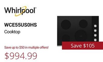 Canadian Appliance Source Whirlpool cooktop offer