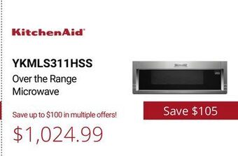 Canadian Appliance Source Kitchenaid over the range microwave offer