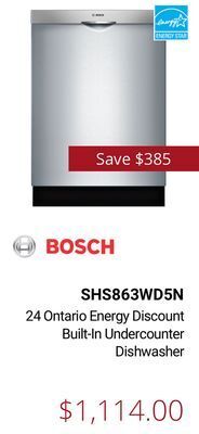 Canadian Appliance Source Bosch 24 ontario energy discount built-in undercounter dishwasher offer