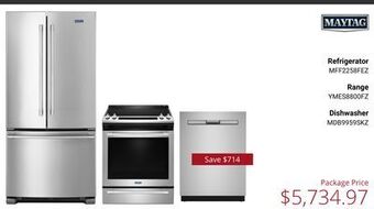 Canadian Appliance Source Maytag refrigerator mff2258fez, range ymes8800fz, dishwasher mdb9959skz offer