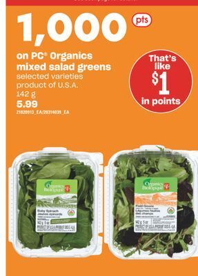 Independent City Market Pc® organics mixed salad greens, 142 g offer