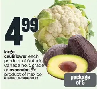 Independent City Market Large cauliflower or avocados, 5's offer