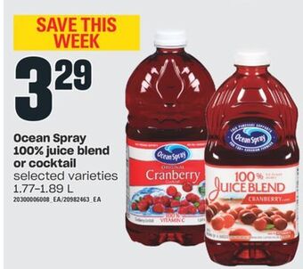 Independent City Market Ocean spray 100% juice blend or cocktail, 1.77-1.89 l offer