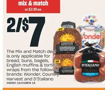 Independent City Market Wonder, country brands: wonder, country harvest and d'italiano offer