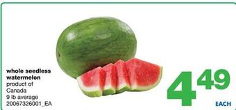 Wholesale Club Whole seedless watermelon, 9 lb average offer