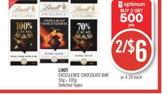 Shoppers Drug Mart Lindt excellence chocolate bar offer