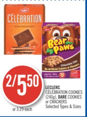 Shoppers Drug Mart Leclerc célébration cookies (240g), dare cookies or crackers offer