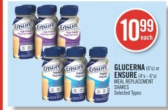 Shoppers Drug Mart Glucerna (6's) or ensure (4's - 6's) meal replacement shakes offer