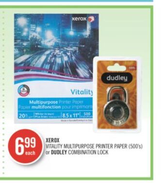Shoppers Drug Mart Xerox vitality multipurpose printer paper (500's) or dudley combination lock offer