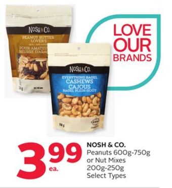 Rexall Nosh & co. peanuts 600g-750g or nut mixes 200g-250g offer