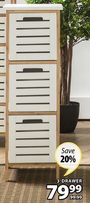 JYSK Fyn scandinavian inspired furniture featuring a blend of clean white lacquered mdf and natural bamboo offer