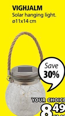 JYSK Vighjalm solar hanging light offer