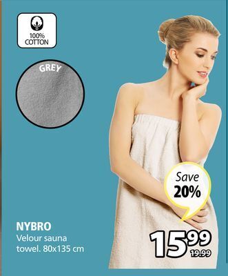 JYSK Nybro velour sauna towel offer