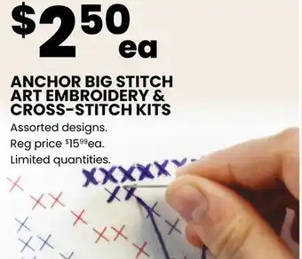 Fabricland Anchor big stitch art embroidery & cross-stitch kits offer