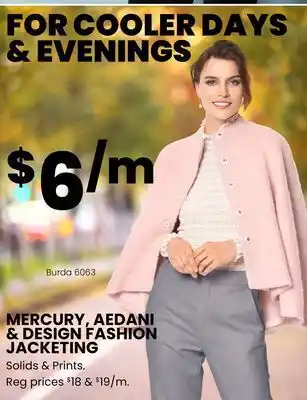 Fabricland Mercury, aedani & design fashion jacketing offer